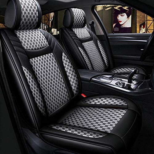 Hijiial Universal Car Seat Covers 5Pcs Full Set Car Seat Covers Accessories Breathable Leather Automotive Seat Covers For Most Cars Suvs Pick-Up Trucks #TOP4