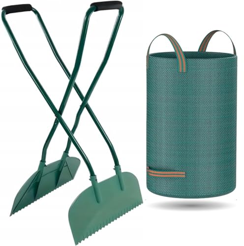 Generisch Ramasse-feuilles avec manche ergonomique 95 cm avec sac de jardin gratuit de 272 l – Ramasse-feuilles de jardin pour feuilles, herbe et déchets de...