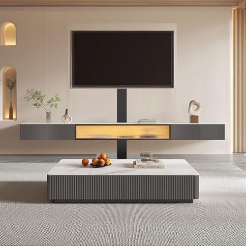 Support TV au sol sans percer avec gestion des câbles intégrée