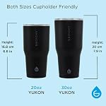 GROSCHE Yukon Insulated Coffee Mug with Lid - Durable Travel Mug, Stainless Steel Tumblers, Vacuum Insulated Coffee Tumbler for Hot or Cold Beverages, Canadian Brand! - 20 fl. oz, Black