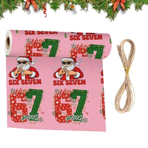 Papel de regalo de Navidad | 67 Number Patrón Decoraciones,90 Centímetro x 50 Centímetro Festividad Papel de Envolver Rollo,Para Adultos Niños Fiestas Familiares Celebraciones Estacionales Bodas