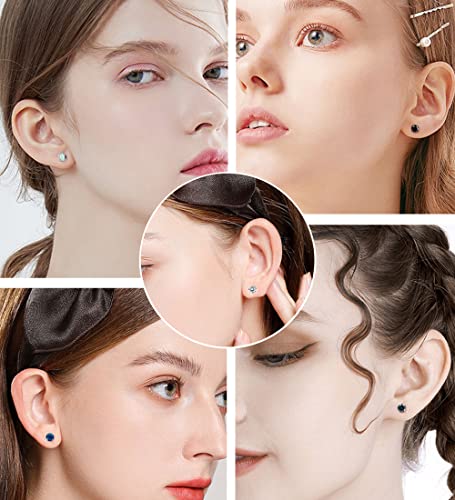 Mjust 4 Pairs Titanium Earrings For Women 20G Cartilage Earrings Stud Hypoallergenic Cubic Zirconia Barbell Earring Set Silver #TOP7