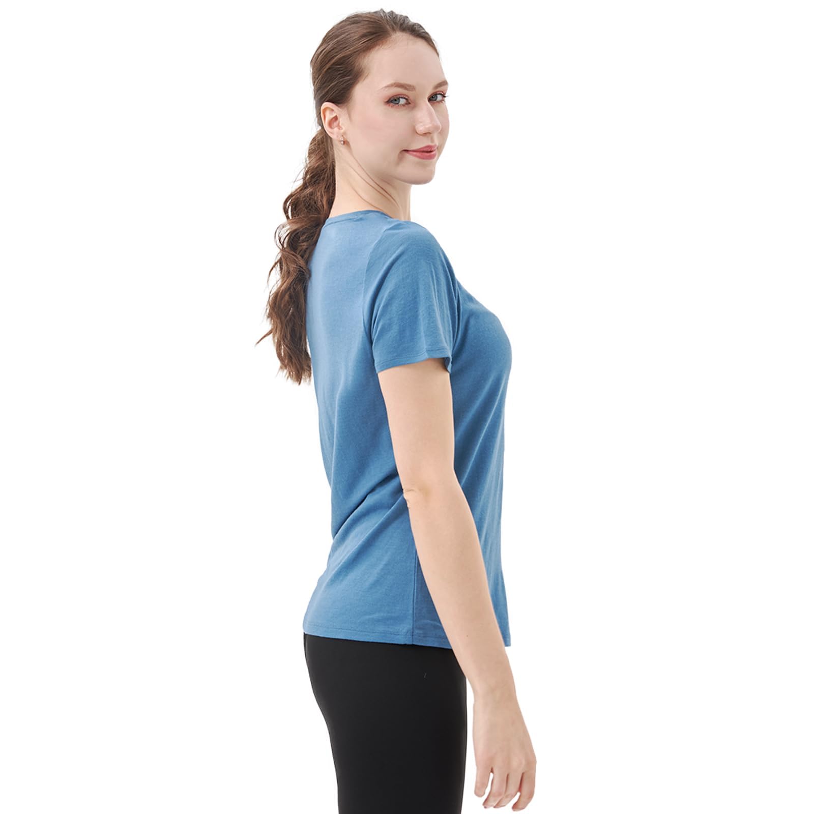 Merino Protect 100% Lana Merino Magliette Donne Collo V Maniche Corte Resistenza Odore Strato Base Viaggio Escursionismo Base Layer