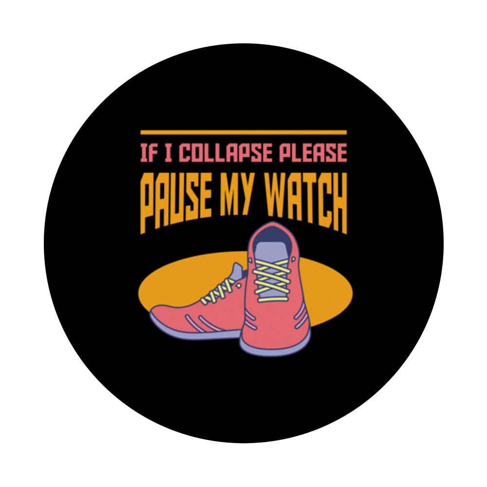 Funny Vintage Marathon Running and Cross Country Runner PopSockets Swappable PopGrip, Black - Image 3
