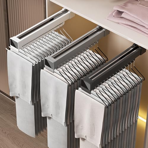 Tringle à vêtements coulissante penderie acier réglable montage dessus meuble 31cm 3pcs