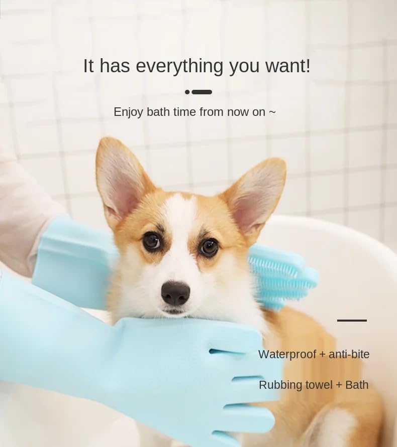 Image of UCRAVO Magic Dishwashing Cleaning Sponge Scrubbing Gloves Food Grade Silicone Dishwashing, Carwash, Pet Bathing, Multi-Purpose Cleaning Gloves Pet Bath Massage Gloves, Anti-Bite Hand Guard
