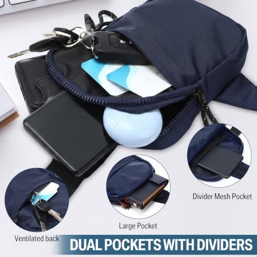Image of Kajaia 6 Pack Small Crossbody Sling Bags Bulk for Men Fanny Packs Water Resistant Chest Bag Dual Pocket with Buckle Adjustable Strap Lightweight Casual Bag for Workout Travelling Running (Dark Blue)