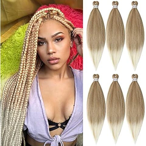 Ombre Pre-stretched Braiding Hair Easy Braid Texture Hair 26 Inch 6 Packs Silky Color Blend Braid Hair Extensions Professional Itch Free Synthetic Fiber (T27/613) Cover