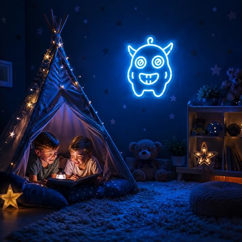 Image of Neon Sign, Monster Neon Signs for Wall Decor LED Signs Neon Light | Monster Neon Sign for Bedroom, Kids Room, Gaming Room, Man Cave, Party, Bar, Home Decor, Boys Gift, Dimmable, USB Powered