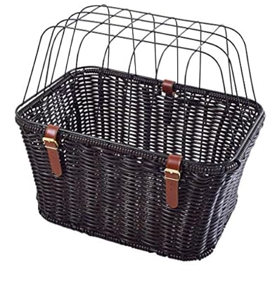 Ammaco. Polyrattan Rear Mounted Pet Carrier Bike Large Dog Puppy Cat Kitten Small Animal Shopping Luggage Basket Brown