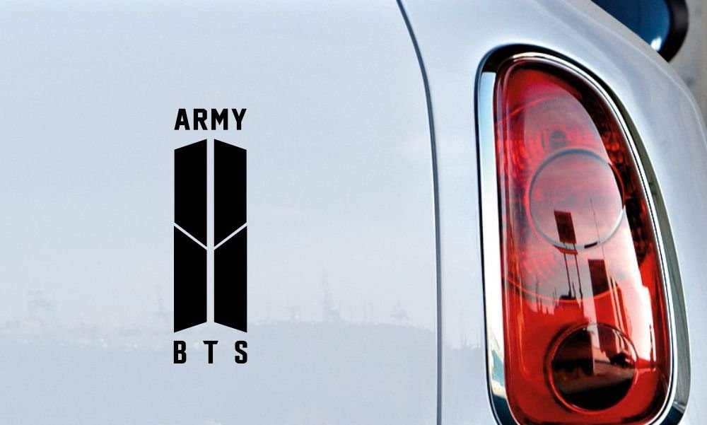 SIGN EVER BTS Army Logo Car Stickers Exterior for Back Sides Window Bumper Vinyl Decal L x H 10.00 cm x 19.00 cm Pack of 2