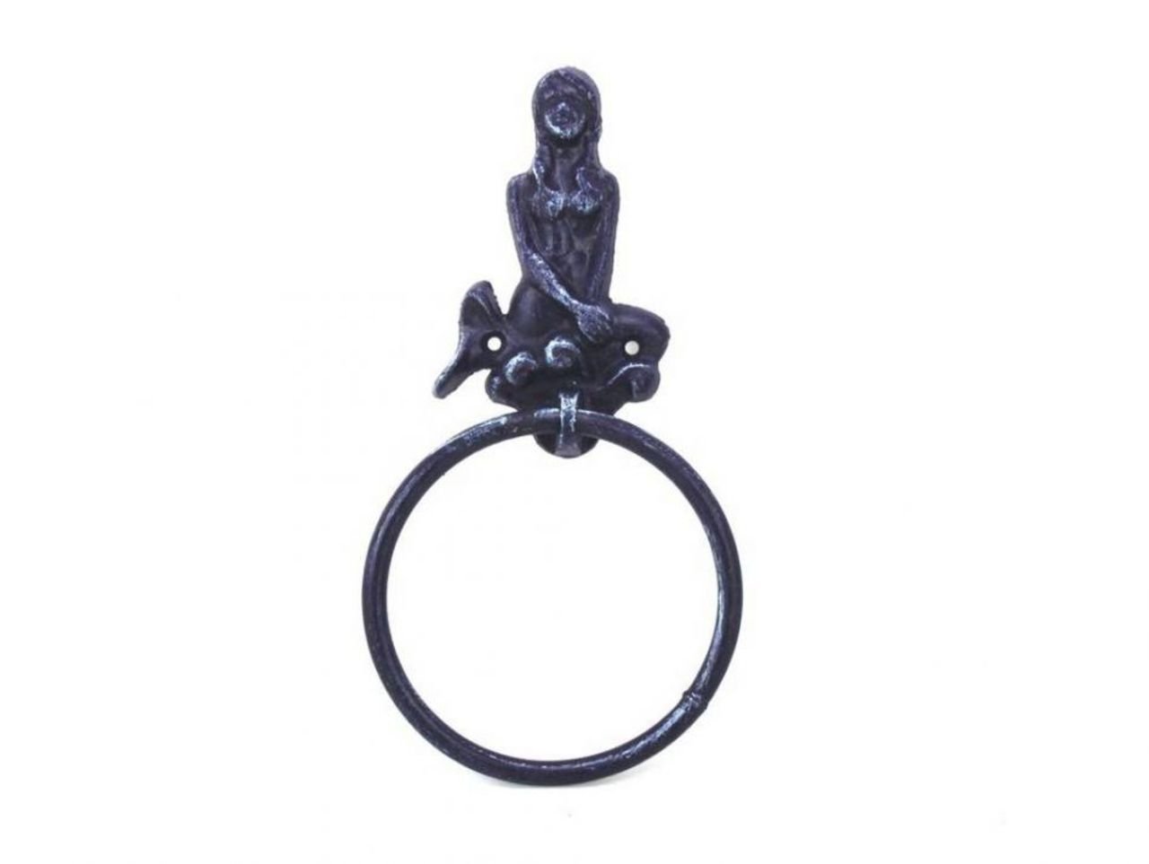 Toallero de sirena azul oscuro para organizar toallas con un diseño rústico duradero