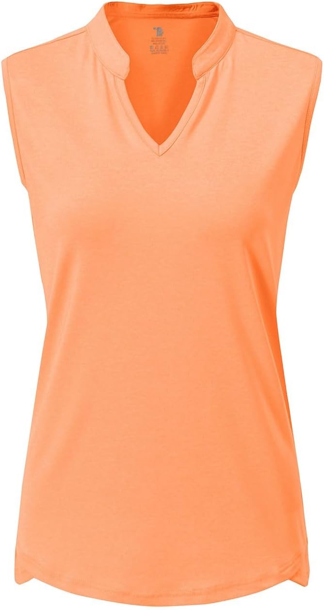 Rdruko Women's Golf Shirts Sleeveless V-Neck Collarless Quick Dry Tennis Running Athletic Tennis Polo T-Shirts