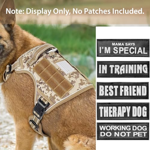 HEELE Hundegeschirr, Metall Taktisches Geschirr, Taktische Hundeweste, Service Hundegeschirr, MOLLE Sicherheitsgeschirr, Brustgeschirre für Hunde, Laufgeschirre für Hunde, Camouflage Braun, M