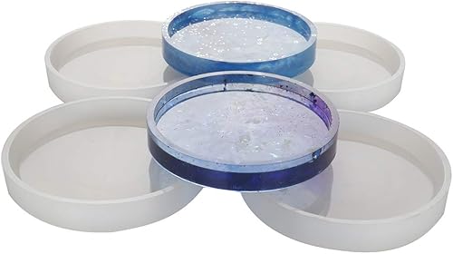 Paquete de 4 moldes de silicona grandes para posavasos redondos, diámetro de 3.94 pulgadas, moldes para fundición con resina, cemento