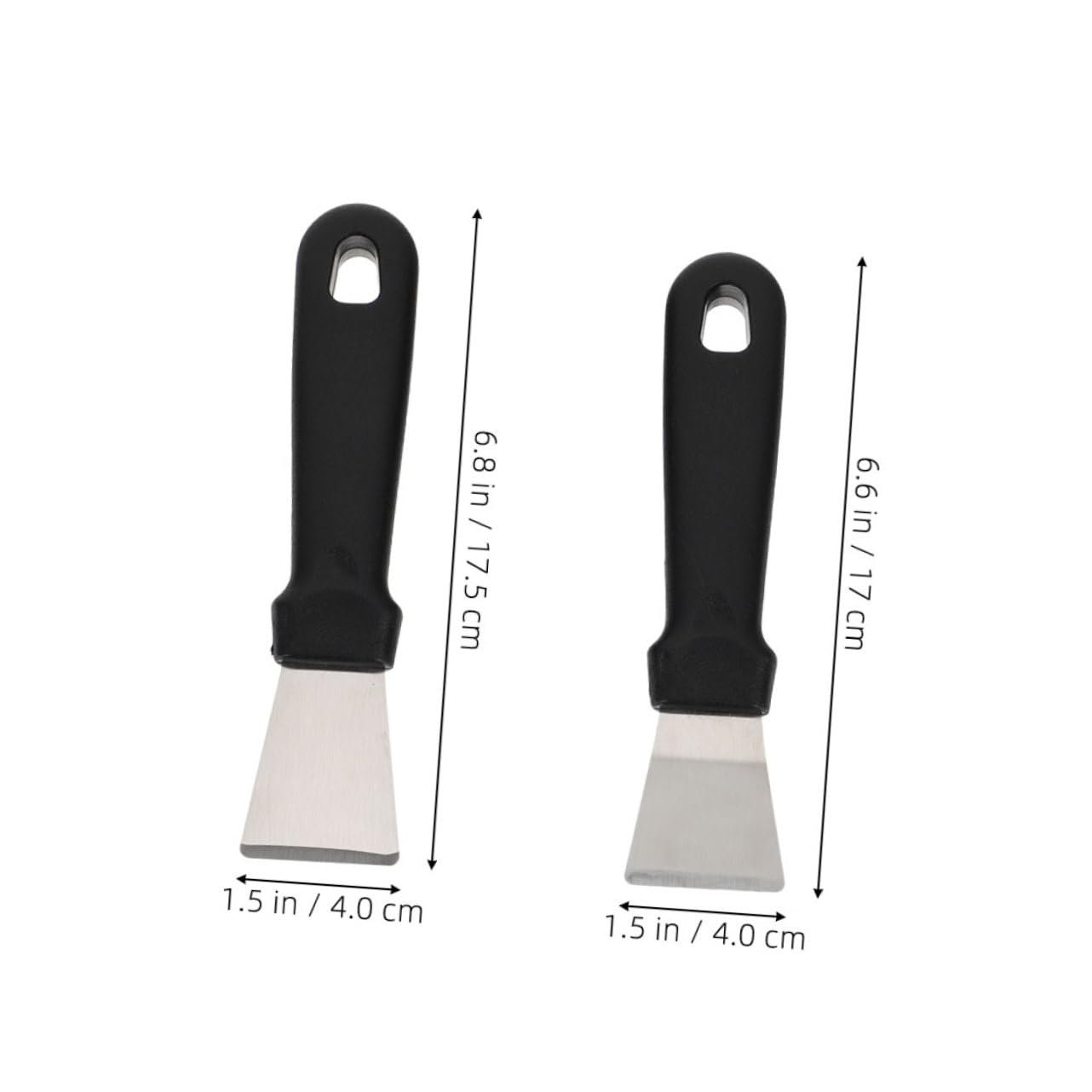 Set di 10 Spatole Raschiatori in Acciaio Inox e Pp Nero | Sbrinamento Frigorifero e Pulizia Cappa, Facile da Pulire, Uso Multifunzione