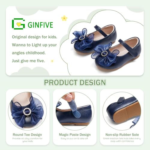 Image of GINFIVE Toddler Girls Dress Shoes Little Girls Mary Janes Ballerina Flats Shoes Toddler