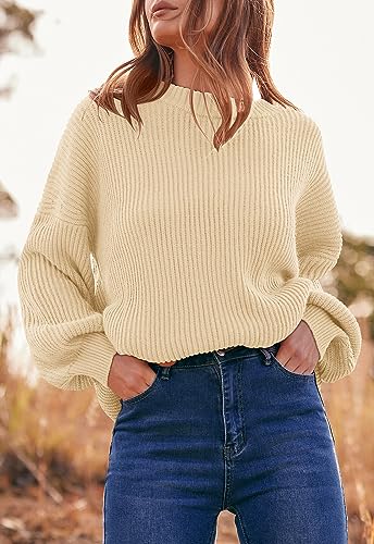 Image of PRETTYGARDEN Womens Sweaters Spring 2026 Oversized Chunky Knitted Pullover Sweater Casual Long Sleeve Crewneck Cute Sweaters