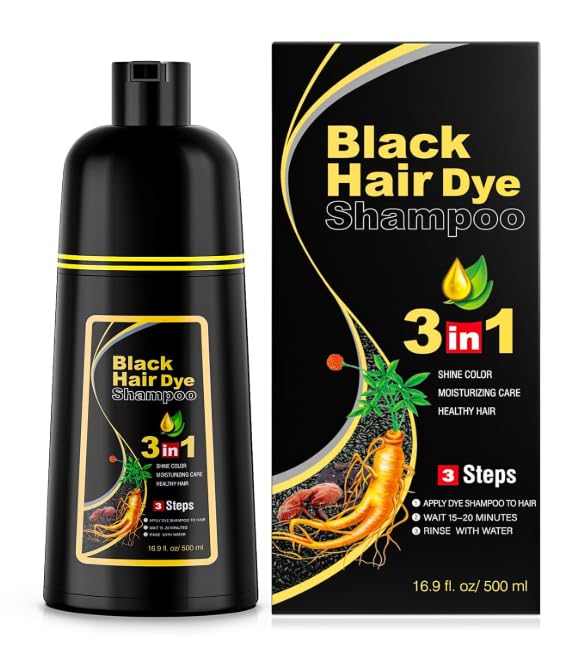 Bosphora Black Hair Dye Shampoo 3 in 1 Hair Color Shampoo for Women & Men for Gray Hair Coverage for Instant Herbal Natural Champu Para Canas Mujer