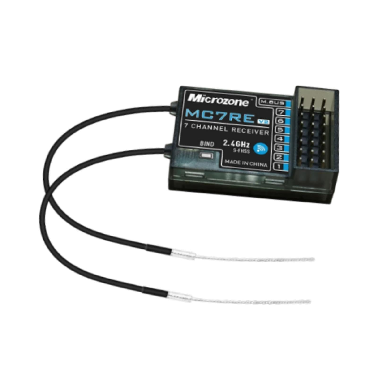 MC7RE V2 - Receptor de 7 canales de 2.4 GHz para drones y cuadricópteros Microzone SFHSS System RC