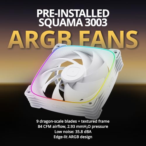 Image of Geometric Future Eskimo Plus 36-360mm AIO CPU Liquid Cooler - 30mm-Thick Squama 3003 PWM ARGB Fans x 3-1.5 L /min High-Flow Pump - Intel LGA 1851 /1700, AMD AM5 /AM4 - White, GEO-EPS-36W