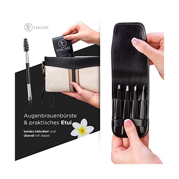 FABCARE Augenbrauen Pinzetten Set mit Etui und Augenbrauenbürste (5-teilig) - Verbesserte Spitze - Pinzette Augenbrauen… – Bild 6