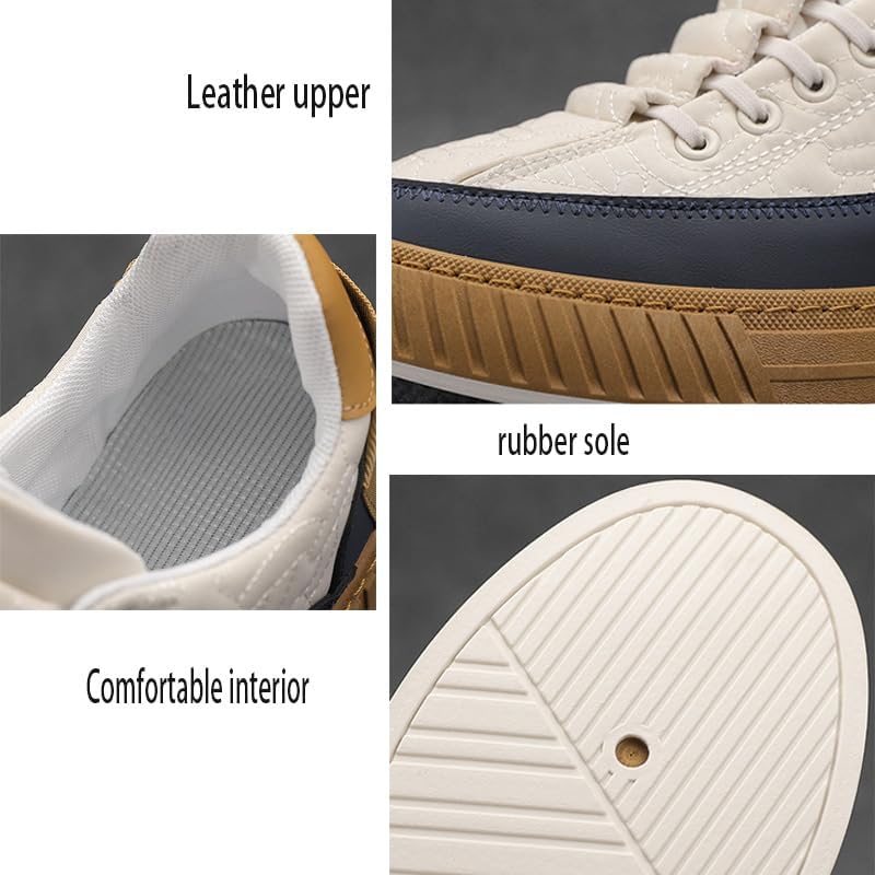 Men's Comfort Orthopedic Platform Sneakers Casual Leather Handmade Slip on Walking Tennis Comfortable Wide Width Shoes with Cushioning-Performance - Image 5