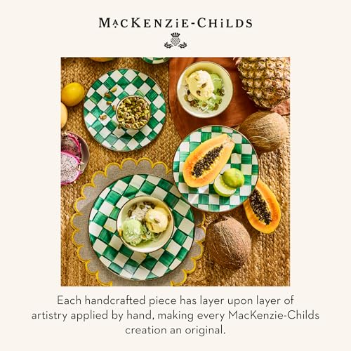 Image of MACKENZIE-CHILDS Enamel Charger Plate, Green-and-White Emerald Check