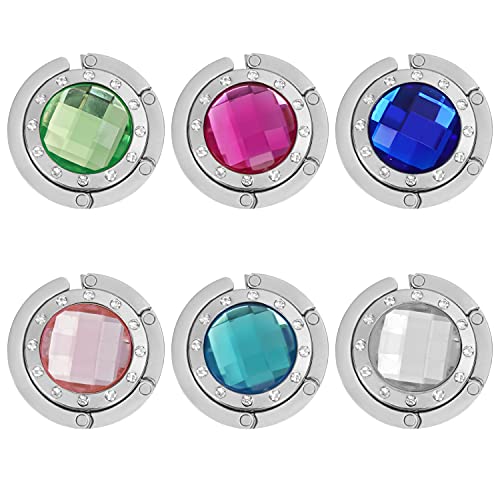 Kurtzy Pack de 6 Cuelga Bolsos Mesa Portátil Gancho para Bolso Plateado Plegable para Bolso/Cartera – Ganchos de Metal para Guardar, Usar en Mesas/Escritorios, Restaurantes, Oficinas – Regalo Damas