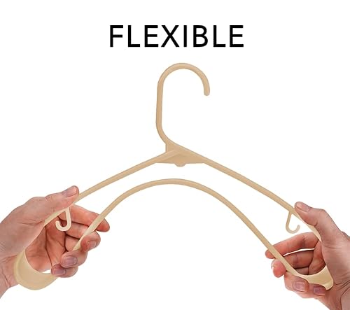 Sharpty Plastic Hangers Clothes Hangers For Clothing, Closet, Coats & Shirts - Durable, Thick, Tough & Space Saving - For Everyday Standard Use, Room Essentials & Basics - 60 Pack - Beige #TOP3