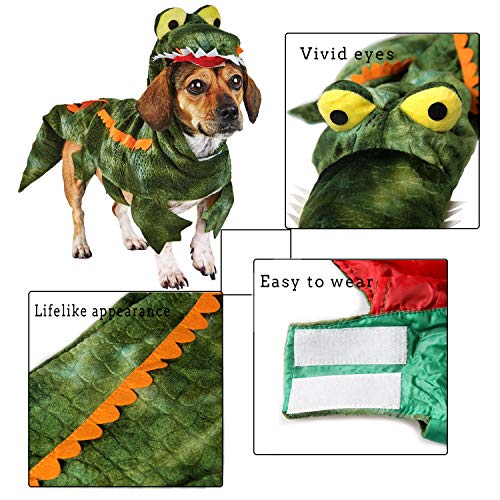 Coppthinktu Alligator Dog Costume Halloween Dog Crocodile Costume Hoodie Coats Pets Jumpsuits #TOP2