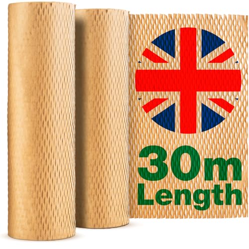 Brown Honeycomb Packing Paper Roll 30m x 30cm | Moving House Essentials | Eco-Friendly Bubble Wrap Alternative | Packing Paper for Moving, Shipping & Packaging Materials