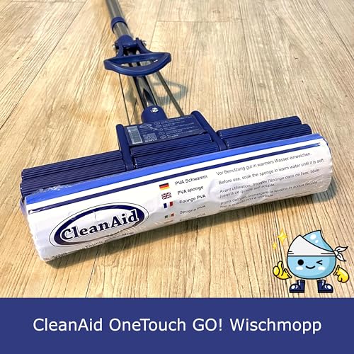 Miniatura 7 de Cleanaid Onetouch Go! - Mopa Con Función De Escurridor, Especialmente Absorbente, Con 2 Esponjas De Pva Y Mango De Acero Inoxidable Onetouch Go! 2 Esponjas De Repuesto