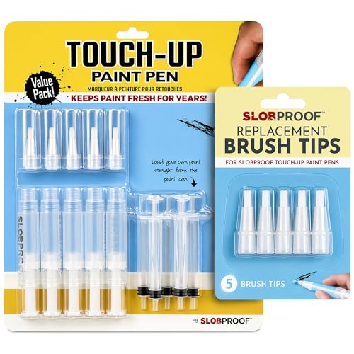 Slobproof Touch-Up Paint Pen Kit + Replacement Tips - (5 Pens + 5 Tips)