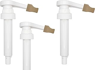 HANDIT l White Coffee Syrup Pumps with Rubber-Silicone Caramel Color Tip Cover Caps l Fits Monin 33.8oz Plastic Bottles and 25.4oz/750ml Torani, Da Vinci | Does Not Fit Monin 750ml Glass Bottles l 3-Pack