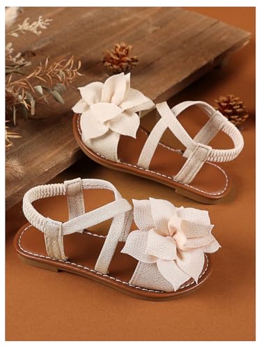 GORGLITTER Girl's Flat Sandals Cute Floral Applique Open Toe Ankle Strap Slip on Dress Vacation Slides Shoes2