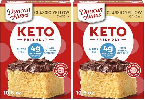 Duncan Hines Keto Friendly Classic Yellow Cake Mix, Zero Added Sugar, Gluten Free, 10.6 oz. (Pack of 2)