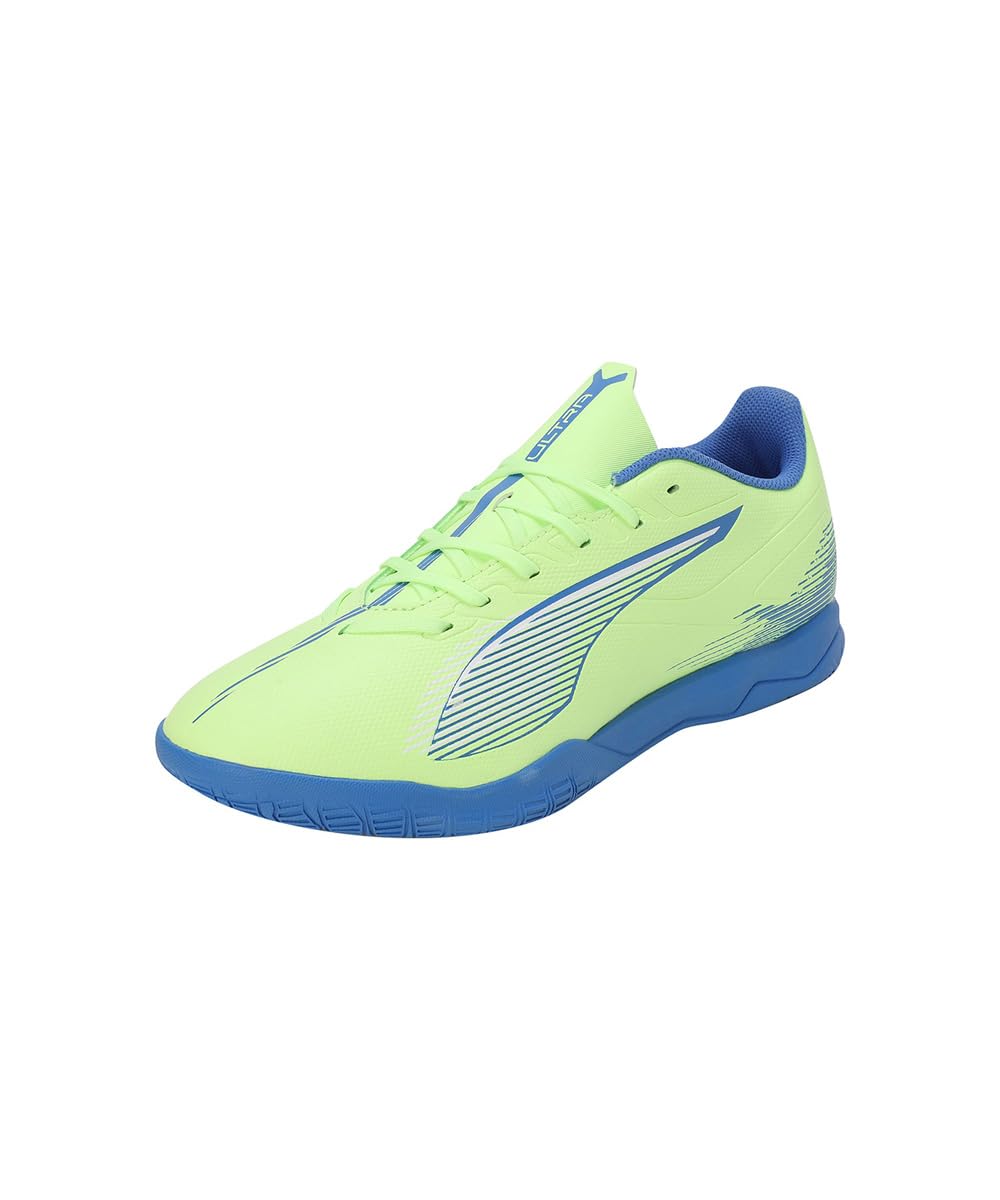 PUMA Unisex Adults Ultra 5 Play IT Soccer Shoe, Fizzy Apple-PUMA White-BLUEMAZING, 9 UK
