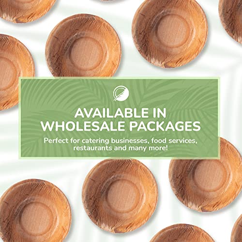 The Clear Conscience Palm Leaf Cups Mini Bowls For Condiments Like Ketchup Or Mayonnaise, 2.5" Round, 1" Deep, 2000 Pcs, Catering, Single Use, Heat-Resistant, Eco-Friendly, Professional Pack #TOP7