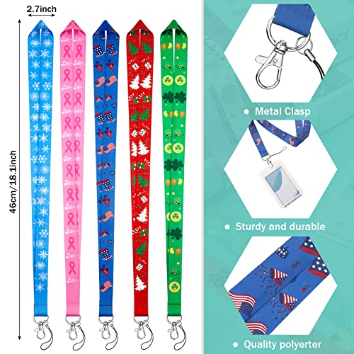 Marspark 14 Pcs Spring Holiday Lanyards For Id Badges Neck Spring Office Lanyards With Stainless Swivel Hooks 14 Styles Teacher Lanyards For Id Badge Holders Key Pass Office School #TOP1