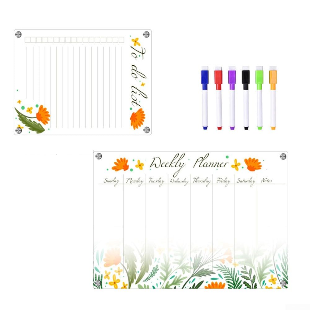 Calendrier magnétique en acrylique pour réfrigérateur, tableau de message, calendrier mensuel hebdomadaire, planificateur hebdomadaire magnétique en acrylique