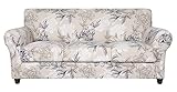 SearchI Stretch Sofa Cover Printed Couch Cover, Floral Pattern 4 Pieces Sofa Slipcover with 3 Separate Cushion Cover, Washable Furniture Protector for Living Room(Sofa, Flower Shadow)