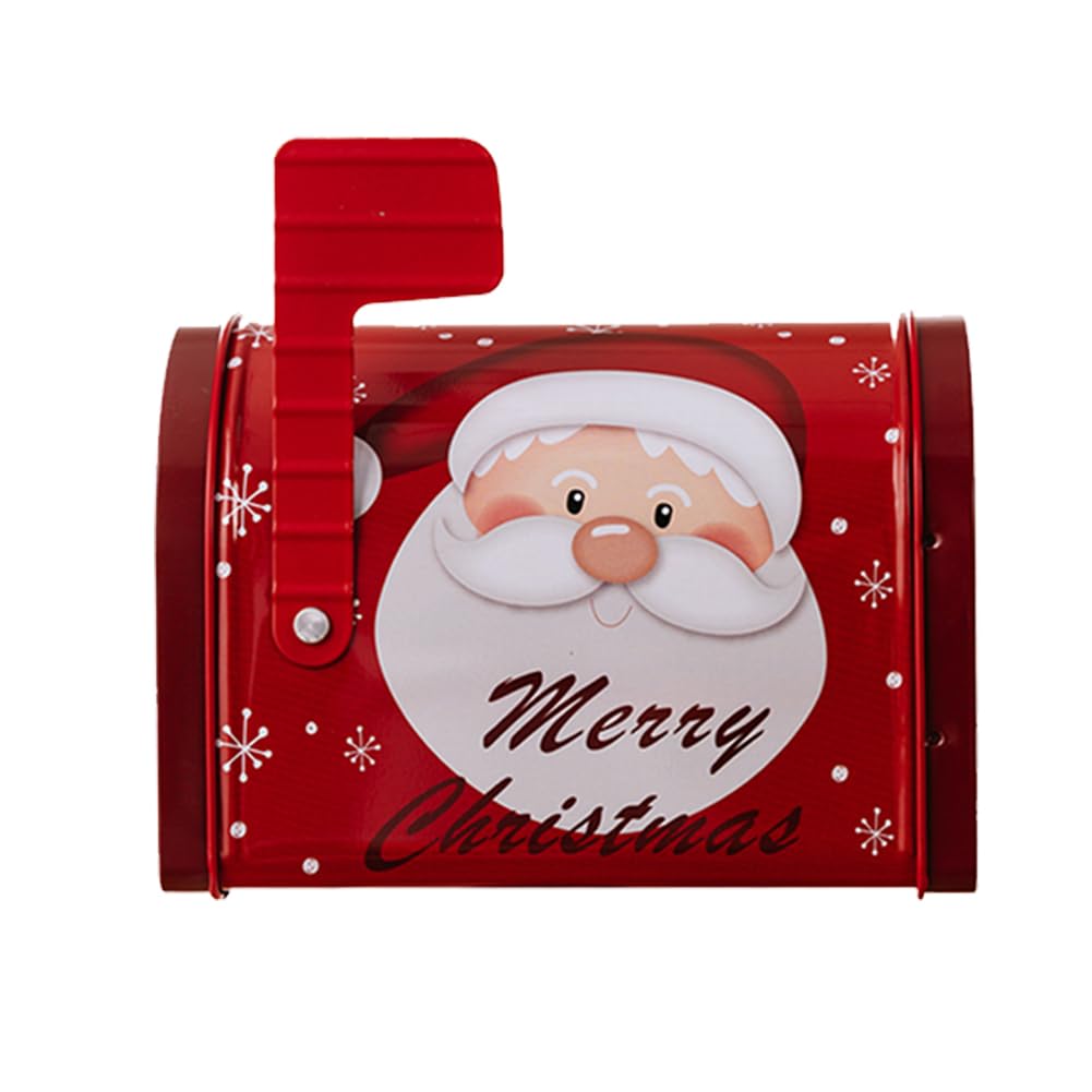 Buzón de Navidad con diseño de Papá Noel, caja de regalo de hojalata, lata de galletas de Navidad para regalo, contenedores vacíos de dulces, cajas de intercambio de aperitivos, recuerdos de fiesta