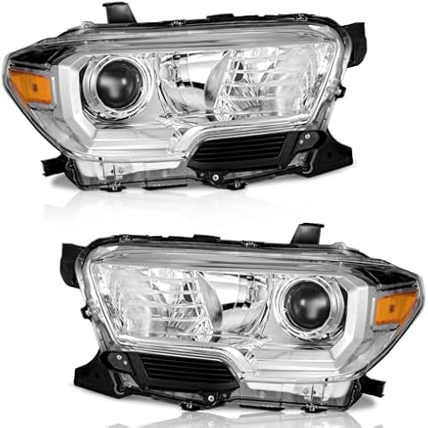 WEELMOTO Headlights for 2016-2023 Toyota Tacoma Models (Does NOT fit models with factory LED DRL; factory halogen models ONLY), for 16 17 18 19 20 21 22 23 Tacoma Replacement Headlamp Cover