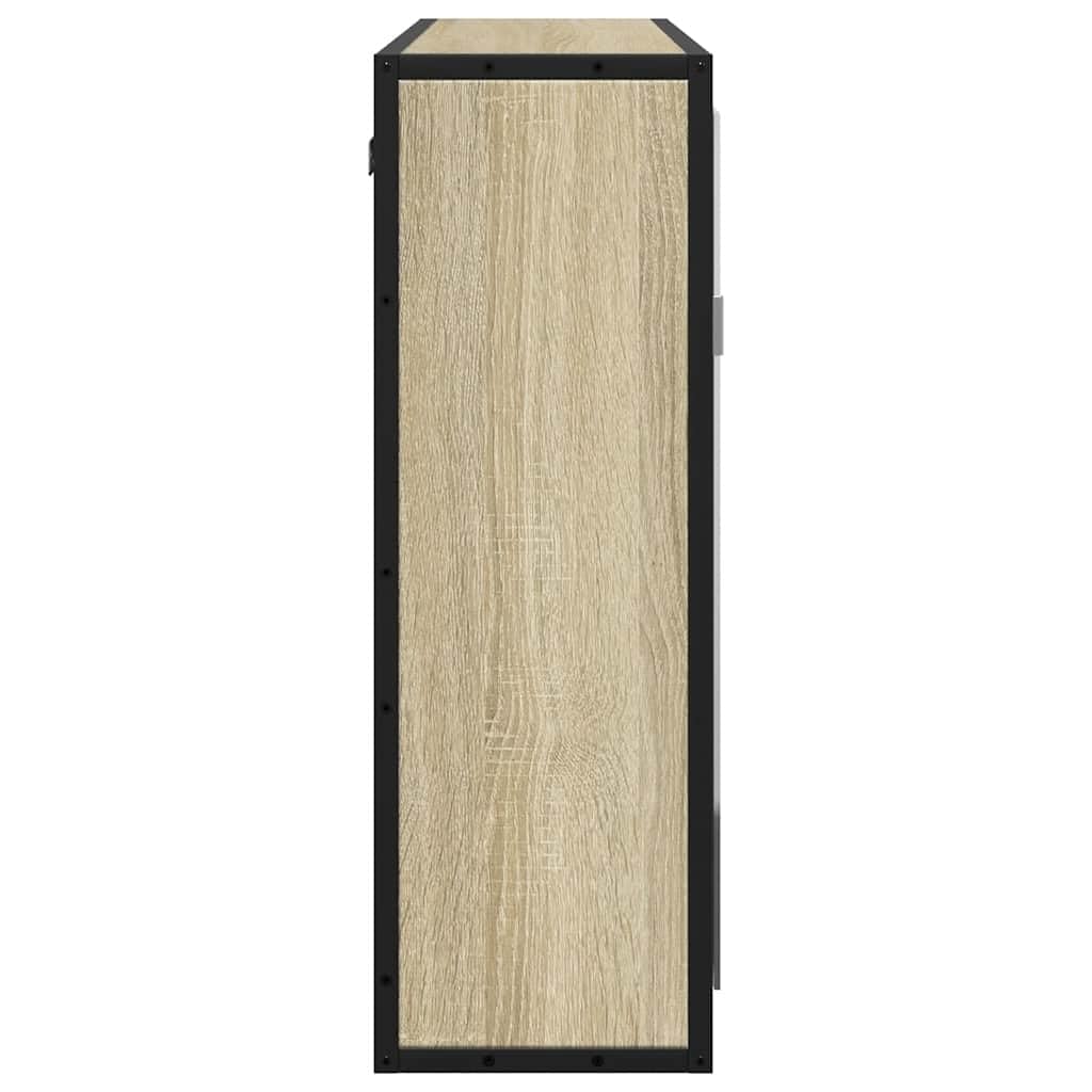 Sonoma - Mobili da bagno, 65 x 20 x 60 cm, in legno di rovere, telaio in metallo, piccolo armadio da bagno, montaggio a parete, con specchio, design moderno per piccoli bagni