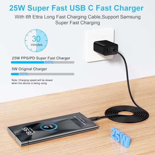 25W Motorola Fast Charger USB C Charger with 6ft USB C to USB C Cable for Moto G Power, G Stylus 5G 2024, G Play 2024, Motorola Edge, Razr 2024, Edge 5G UW, G Pure, G Fast, G One, G 5G, G8, G7, G6, Z5