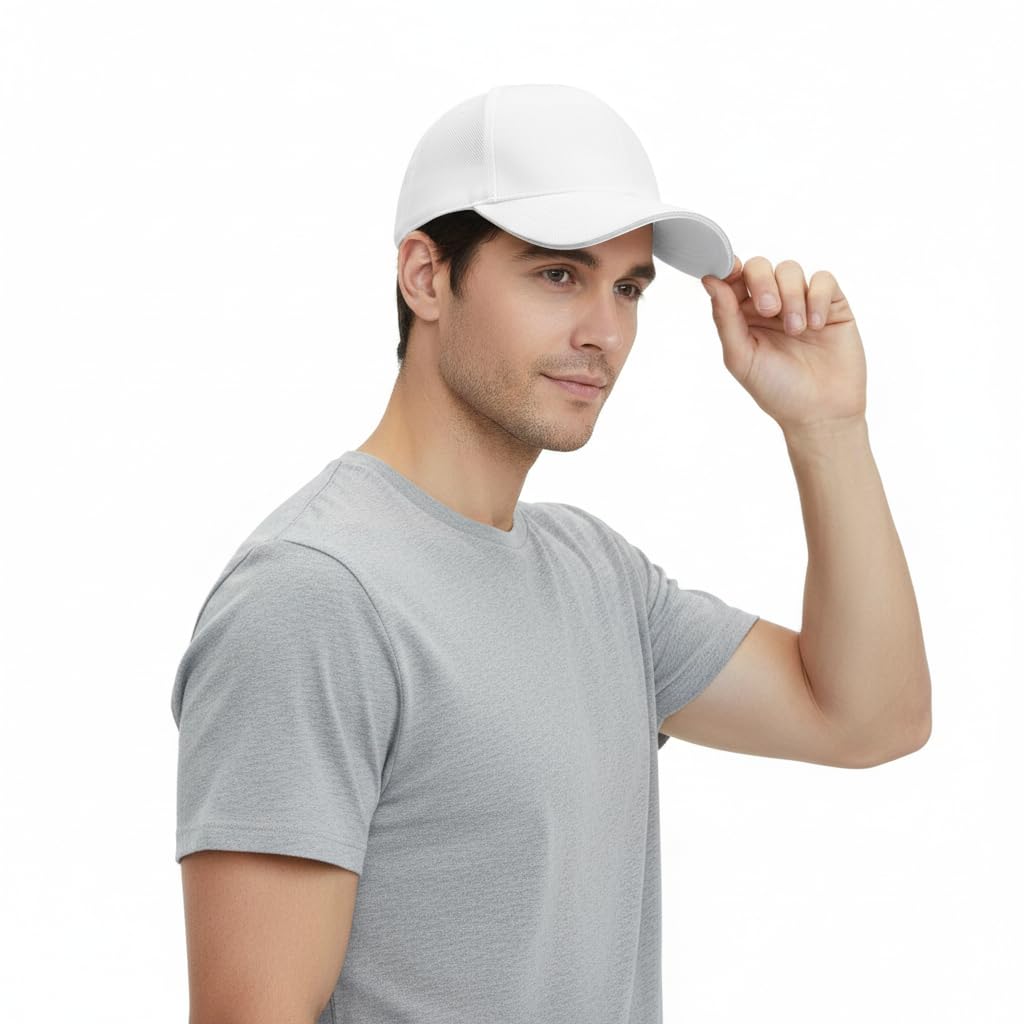 tomorrow fashion Tomorrow Baseball Cap for Men and Women -Premium Cotton Adjustable Quick Drying Sun Hat for Outdoor Sports - Active Lifestyle Headgear White Plain-picture-12