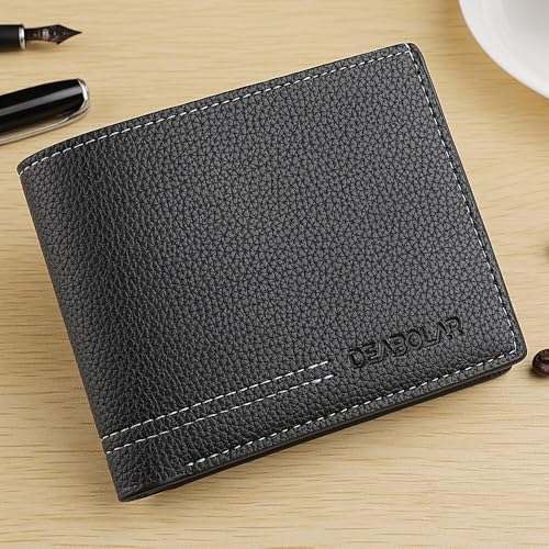 Image of Slim Wallet for Men with Coin Purse, Minimalist Wallet with Zipper, Bifold Mens Wallets with Credit Card Holder, PU Leather Men's Wallet with Money Clip, Carteras Para Hombres (BLACK D2)