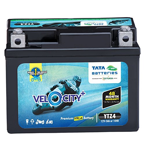 Image of Tata Green Batteries 1419511000 Velocity Plus YTZ4 12V 3Ah Motorcycle Battery (Under Exchange of Old Battery)