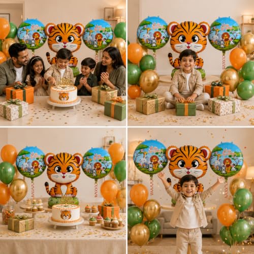 Image of Jungle Theme Foil Balloons Birthday Decoration for Kids, Set of 3